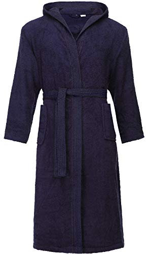 Ladeheid Herren Frottee Bademantel aus 100% Baumwolle LA40-192 (Dunkelblau-29, S)