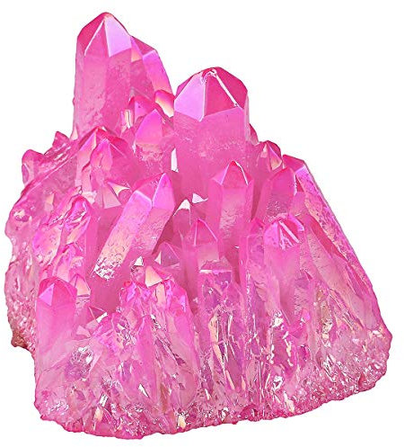 KYEYGWO Natürlicher Bergkristall Titan Beschichtet Kristall Quarz Cluster Specimen Edelstein Figur Dekoration, Unregelmäßige Naturstück Heilung Reiki Stein Deko, Fuchsia