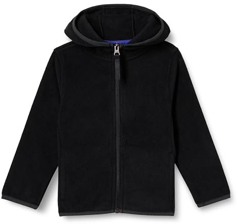 Amazon Essentials Jungen Polar-Fleecejacke mit durchgehendem Reißverschluss und Kapuze, Schwarz, 6-7 Jahre