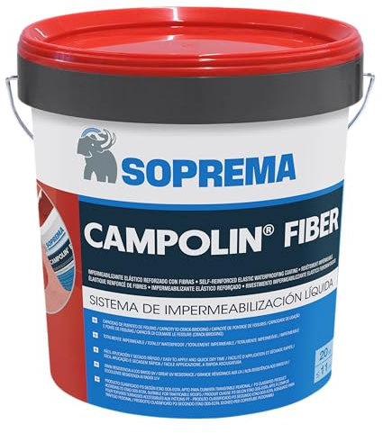 SOPREMA CAMPOLIN FIBER 5 KG ROJO Impermeabilizante de Caucho acrílico Armado con Fibras