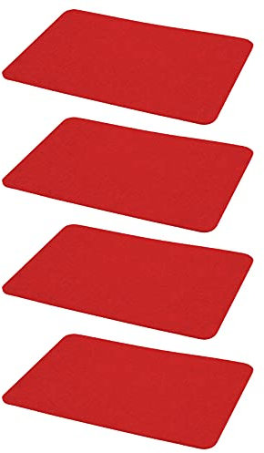 4er Set Platzmatte Filz 44 x 30 cm Rot Premium Qualität Tischsets Untersetzer Rechteckig Tischmatten Platzsets Filzuntersetzer