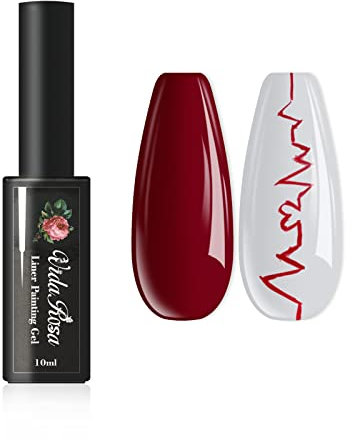 VidaRosa Gel Nail Liner Polish Pen UV LED Painting Gel Polish Set for 3D Nail Art DIY Nail Design Pull Line Pen Nail Drawing, Nail Painting Polish for Manicure Salon, 10ML, Classic Red