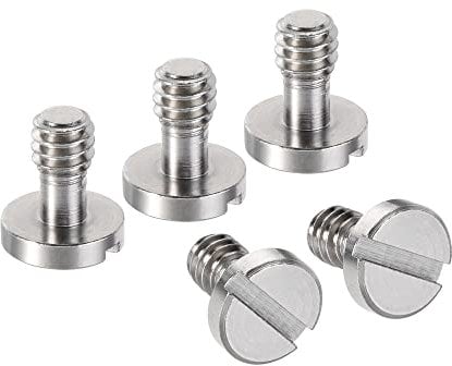 sourcing map 1/4 Mounting Screw Adapter Slotted 0.24 Thread Length for Camera Tripod Alloy Steel 5Pcs