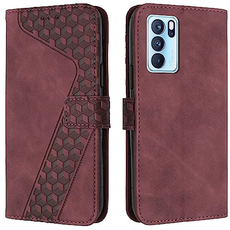YIRRANZD Custodia per Oppo Reno 6 PRO 5G, Cover a Libro in Pelle PU con Slot Cart e Silicone TPU Bumper, Flip Caso Portafoglio Cover per Oppo Reno 6 PRO 5G (Rosso)