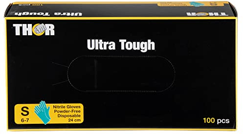 ABENA | THOR Ultra Tough 100 Stück (Größe S) | Grüne Nitrilhandschuhe mit hohem Schutz | Komfortable Einmalhandschuhe zum Kochen Putzen uvm | Einweghandschuhe ohne Puder | Latexfreie Handschuhe