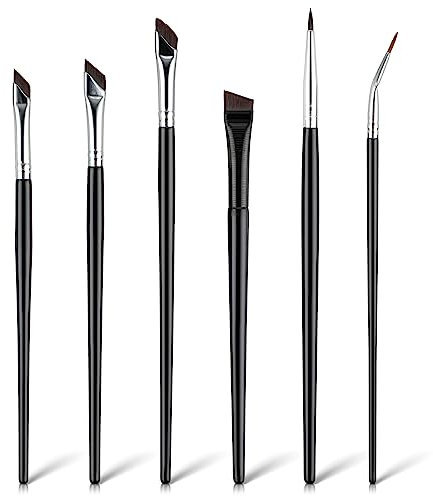 TIESOME 6Pcs abgewinkelt Eyeliner Pinsel Set, Ultra dünn Präzision Lidschatten Make-up Pinsel Set abgewinkelt Braue Pinsel Make-up-Tools für Lidschatten Augenbraue Kosmetik