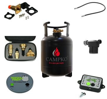 Antarion Pack CAMPKO Kit Bouteille GPL 15L + Jauge et Afficheur Bluetooth + Lyre 0.5m Camping-Car