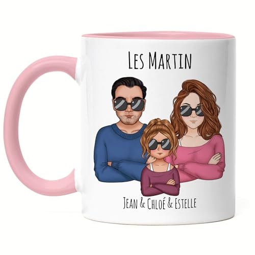 Kiddle-Design Mug Rose Familial Personnalisé Père Mère Enfant Fête des Mères Papa Maman Famille cool Fils Fille