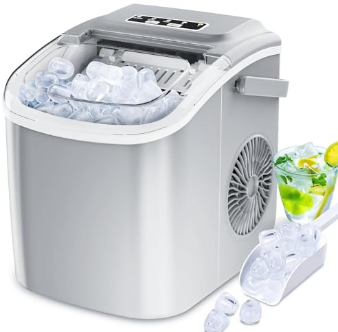 Maquina de Hielo Portátil con Asa 9 Cubitos de Hielo Listos en 6 Minutos Maquina Hielo Domestica Autolimpiable Ice Maker Machine Maquina de Hielo para Casa