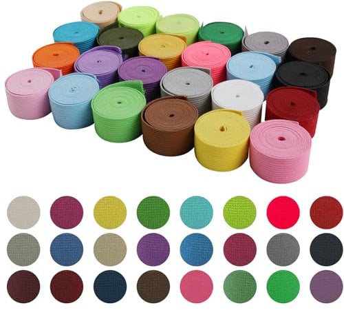 XoeLLe Cinta Elástica, 24Colores Goma Elastica Costura Tela Elástica Costura Coser Banda 20mm Ancho Banda Goma Cinta Elástica Ancha para DIY Ropa Cintura Hogar Manualidades Bricolaje(1M)