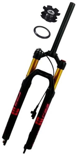 MTB Mountain Bike Suspension Fork 27.5 29 Inch Damping Adjustment Bicycle Front Forks 1-1/8 Straight Tube Travel 120mm Quick Release 9 * 100 Disc Brake (Color : Black red remote, Size : 27.5inch)