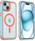 MobNano Hybrid Magnetisch Durchsichtig Hülle für iPhone 15 Hülle [Kompatibel mit MagSafe] Stoßfest Bumper Transparent Starke Magnet Handyhülle Clear Silicone iPhone 15 Case -Blau/Orange