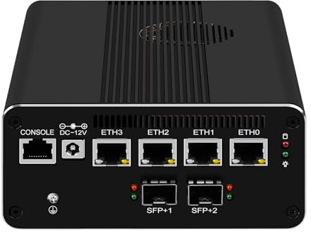 ROUAFWIT Mini PC 10Gbe Firewall 13th Gen U300E, DDR5 8GB RAM M.2 NVMe 128GB SSD, 2 x 10 Gigabit Ethernet SFP SFP Micro Computer Router Ordinateur, 4 x i226V 2.5GbE Soutien Windows OPNsense