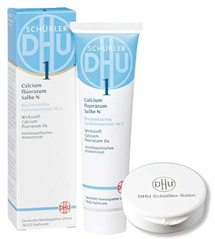 DHU Schüßler-Salz Nr. 1 Calcium fluoratum D4 – Das Mineralsalz des Bindegewebes, der Gelenke und Haut – das Original, 50 g Salbe mit Tablettendöschen