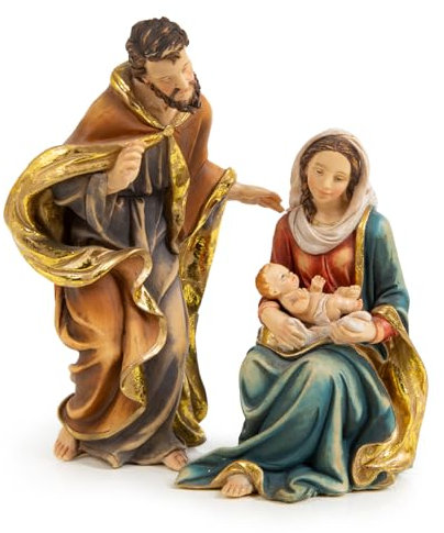 Logbuch-Verlag Heilige Familie Weihnachtskrippe Krippenfiguren Maria Josef Jesukind Krippe zu Weihnachten 18 cm Geschenkidee Frau