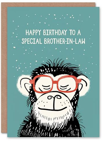 Geburtstagskarte für einen besonderen Schwager, frecher Schimpanse, Nerd, Schimpanse, Affe