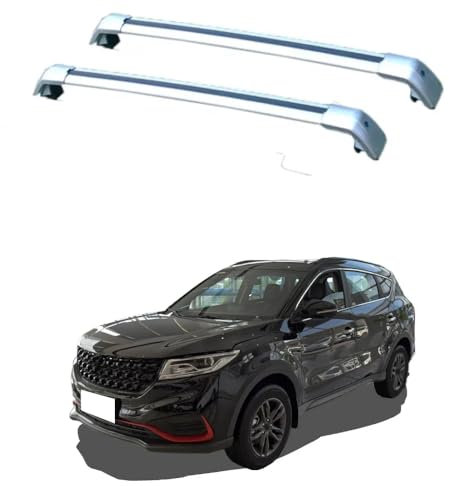 OscitY 2pcs Auto Luftfahrtaluminium Dachträger, Für DFSK Glory 580 2018-2023 Dachreling Rack Gepäck Querträger Relingträger Gepäckablage Car Zubehör,C/Silver