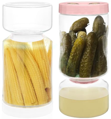 AiHeart 62oz Glass Pickle Jar with Strainer Flip,Pickle Jar,Pickle Container with Strainer,Glass Pickle Jar with Lid,Airtight Hourglass Pickle Jar,For Dill Sliced Pickles Jalapeno,Olive