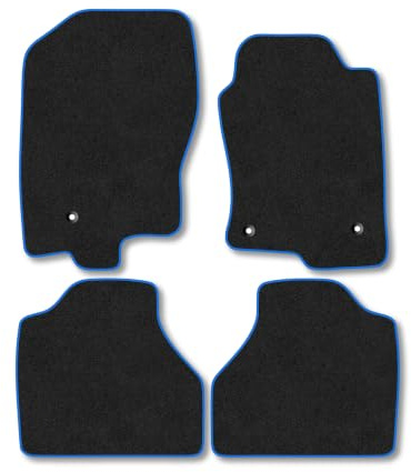 Compatible with Nissan Navara (2010-2015) Carpet Car Mats | Blue Edge Trim Tailored Fit Floor Mats Full Coverage Protection Accessories Easy Clean Anti Slip Made in the UK