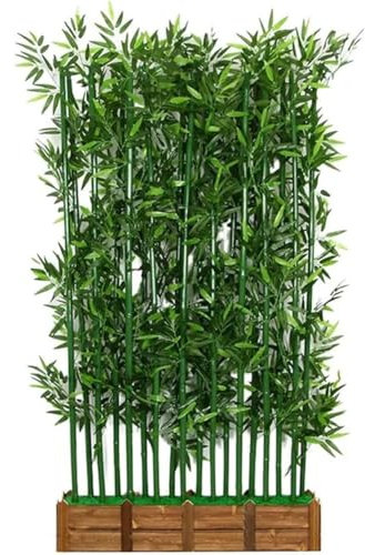 Patio Faux Bambou Clôture De Confidentialité, Cloison De Chambre Intérieure Et Extérieure Écran De Clôture De Confidentialité De Plantes Artificielles Cour Terrasse De Jardin(1.5m,50cm Base+8 Poles)
