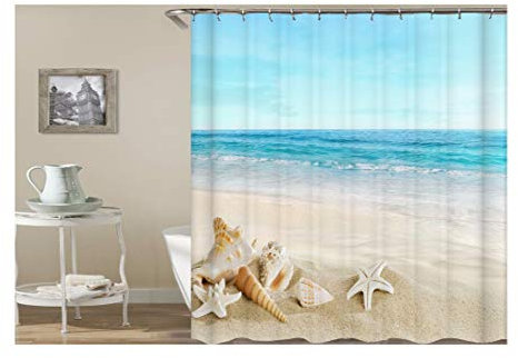 AMDXD Tenda da doccia 300 x 200 cm, a forma di U, si asciuga rapidamente, lavabile, in tessuto di alta qualità, per bagno con ganci, blu