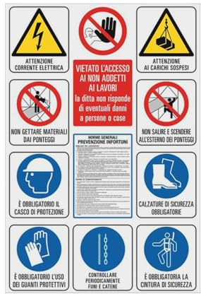 GLOBAL CARTELLO SEGNALETICO - multisimbolo “Vietato l’accesso ai non addetti ai lavori - Adesivo Extra Resistente, Pannello in Forex, Pannello In Alluminio (Alluminio, 20x31 cm)