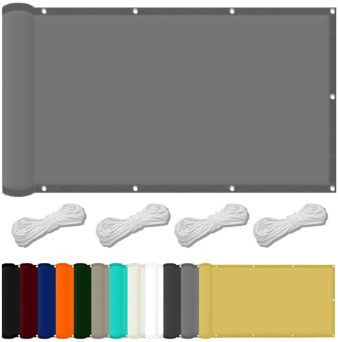 Pali per vela impermeabili, 6 x 5 m, quadrati, con blocco, ideali per parcheggi e piscine, include corda e kit di fissaggio, colore grigio chiaro