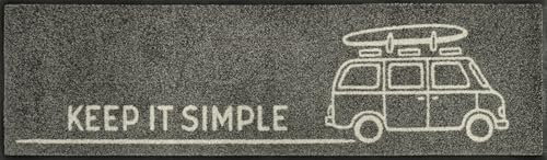 wash+dry Fußmatte, Keep it Simple Grey 35x120cm, innen und außen, waschbar