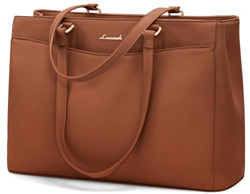 LOVEVOOK Sac Cabas Femme, Grande Sac Ordinateur Portable 15,6 Pouces, Imperméable Sac de Cours Sacs a Main pour Les Cours Lycee, PU Cuir Sacoche Pour Travail étudiant Université Affaires