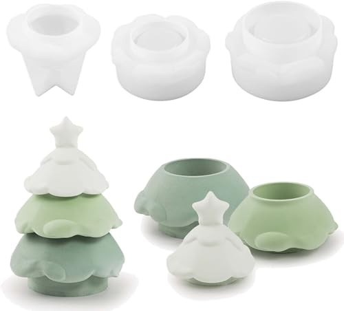 SVOCK Silikonformen Gießformen Tannenbaum, 3Pcs Gießformen Silikon Tannenbaum, Silikon Gießform Kerzenhalter Weihnachtsbaum, Kerzenhalter Gießform Silikonformen