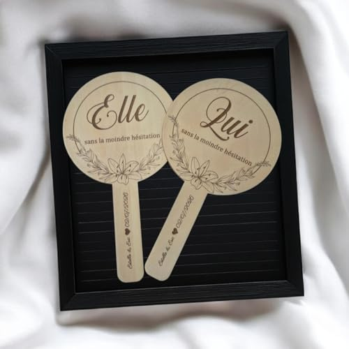 Pancartes de Mariage Personnalisées en Bois, Jeu 'Elle et Lui', Animations et Accessoires pour Cérémonie, 2 Pièces
