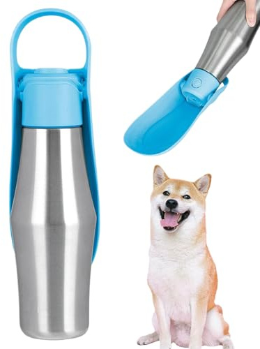 Hundewanderung Trinkflasche | Welpen Reiseflasche mit Napf - 750ml Edelstahl Auslaufsicher Behälter Für Hund Katze Wanderung Camping Outdoor