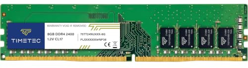 Timetec Premium 8 Go DDR4 2400 MHz (PC4-2400T) PC4-19200 UDIMM pour PC de Bureau – Non ECC sans Tampon, 288 Broches, 1,2 V, CL17 Module de mémoire DIMM