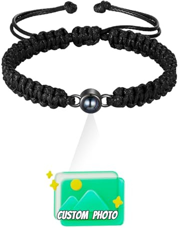 AAQ Personalisiertes Foto Armband für Damen Herren Maßgeschneidertes Projektions Armband mit Bild im Stein, Personalisierte Geschenk für Paare Valentinstag Geburtstag