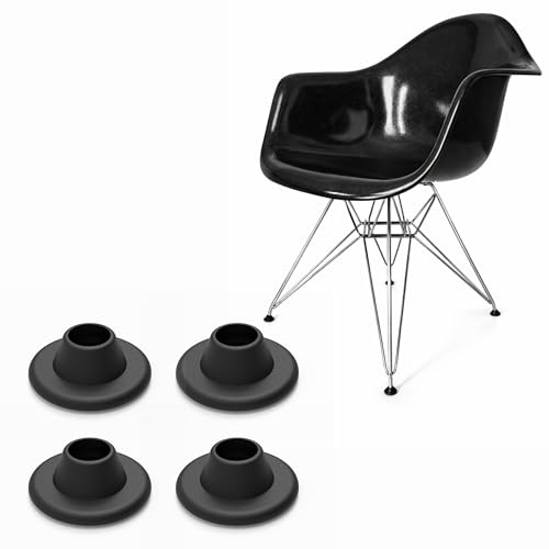 Sintrix Fab Lot de 4 patins de rechange compatibles avec les chaises Eames Eiffel/DAR Style - Patins de chaise en plastique élastique pour tête sphérique vintage de 10,2 mm - Protection du sol pour