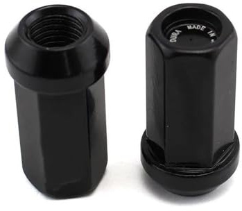 Für Mitsubishi Radmuttern, Auto-Tuning-Radmuttern mit Diebstahlsicherung, 42 mm, M12x1,5, 20 Stück (Schwarz)