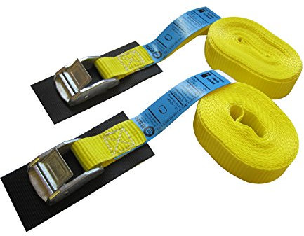 Braun 200-1-300+ASG/VE2 Spanngurt 400 daN, Einteilig, mit Klemmschloss-Unterlage, für Privattransporte, Farbe Gelb, 3 M Länge, 25 mm Bandbreite, mit Klemmschloss, 2er Set