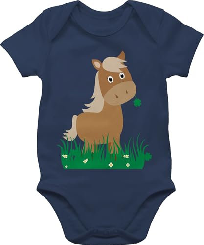 Baby Body Junge Mädchen - Süßes Pferd I Pferde Geschenk Reiten I Pferdemädchen - 1/3 Monate - Navy Blau - babykleidung babygeschenke pferdefans horse babybody strampler süß body+ pferdemotiv