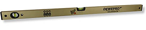 DEWEPRO® Wasserwaage Aluminium 200cm - Gold eloxiert - 2 Libellen - 2% Gefälle - Messtoleranz: 0,3mm/m - Aluwasserwaage für Profi-Handwerker