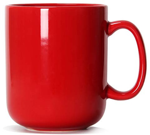 Smilatte 600ml groß Tasse, M016 einfache Keramik Porzellan Boss Kaffeetasse Becher mit Griff für Papa Männer, rot.