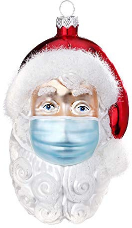 Christbaumschmuck Klopapierrolle Santa mit Maske aus Glas Weihnachtskugeln Coronavirus Pandemie (Santa mit Maske)