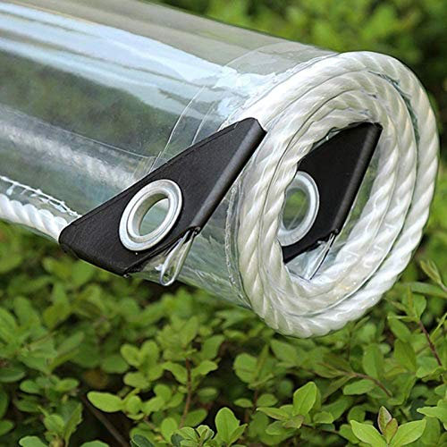 FENGSHOUU wasserdichte Transparente PVC Plane mit Ösen,Wetterfeste Plane Strapazierfähige Vordächer Faltbar,0,35mm Regenschutz Abdeckplane für Gartenmöbel Pflanzen Gewächshaus Pet Hutch Dach (3x5m)