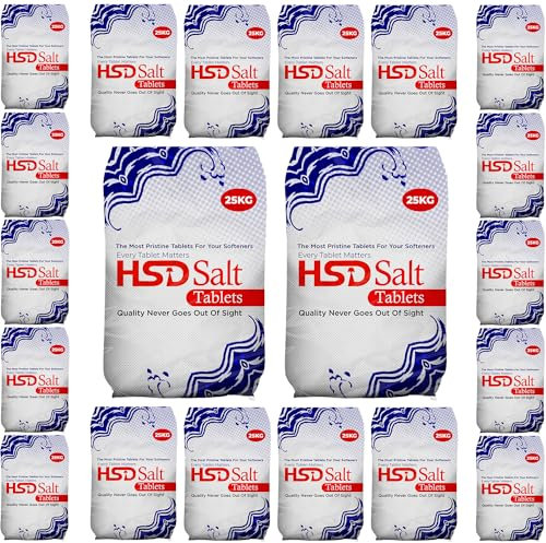 HSD Water Softener Tablets 25Kg Bags Best For Laundry Kitchen Dish Washing | Compatible to All Water Softner Machines | Food Grade 100% Genuine British Salt Tablet Of Premium Quality (20 Bags)