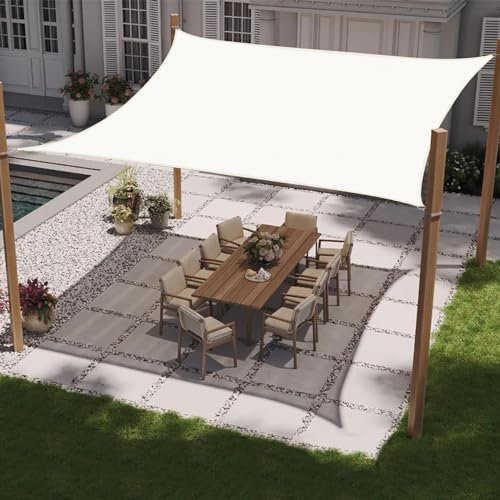 Cool Area Vela ombreggiante Rettangolare 4x4m Impermeabile Tenda a Vela Protezione 95% Raggi UV Parasole per Giardino Esterno Terrazza-Crema