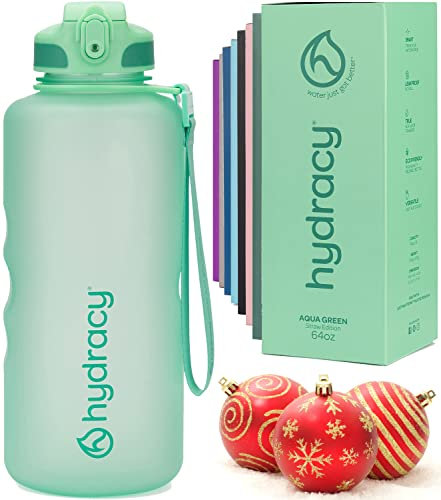 Hydracy Gourde d'Eau 2L sans BPA, Bouteille avec Marqueur de Temps, Paille et Verrouillage Sécurisé - Housse en Néoprène, Étanche, Anti-Fuite, Réutilisable, Légère - Idéal pour Sport, École, Travail