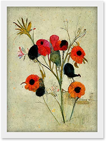 Doppelganger33 LTD Poppy Flowers Colourful Floral Abstract Artwork Framed Wall Art Print A4