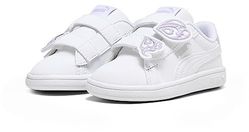 PUMA Baby Girl Smash 3.0 Bfly V Inf Baskets, White Vivid Violet Silver Purple Metallic, 25 EU