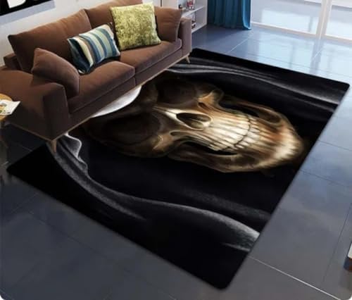 REIPOL Home Decor Skull Bedroom Anti-Slip Carpet Door Mat Entrance Mat Skull Horror Rug Living Room Carpet 180x280cm