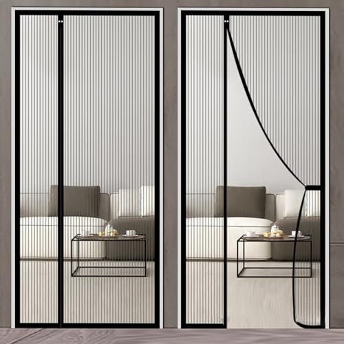 Zanzariera magnetica Eejovative, 200 x 195 cm, tenda con apertura laterale, tenda magnetica, tende per porte per balcone, soggiorno, camera da letto, porte, porta finestra, nero
