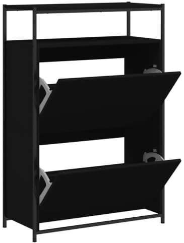 vidaXL Schuhschrank Schwarz 75x34x112 cm Holzwerkstoff